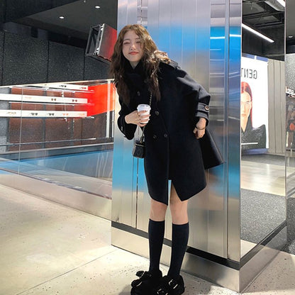 Women's Premium Red Double-Breasted Longline Coat