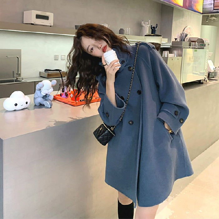 Women's Premium Red Double-Breasted Longline Coat