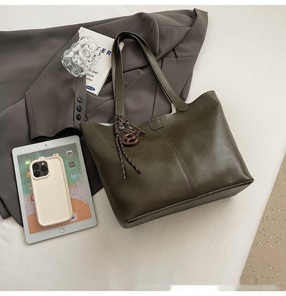 Large Capacity Casual Underarm Shoulder Bag Retro Textured Tote Bag