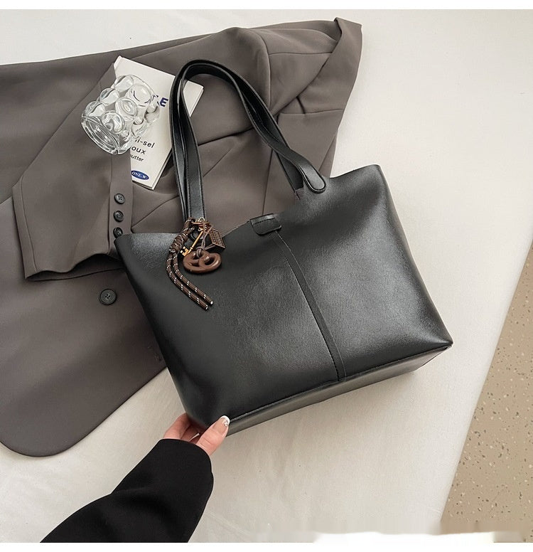 Large Capacity Casual Underarm Shoulder Bag Retro Textured Tote Bag