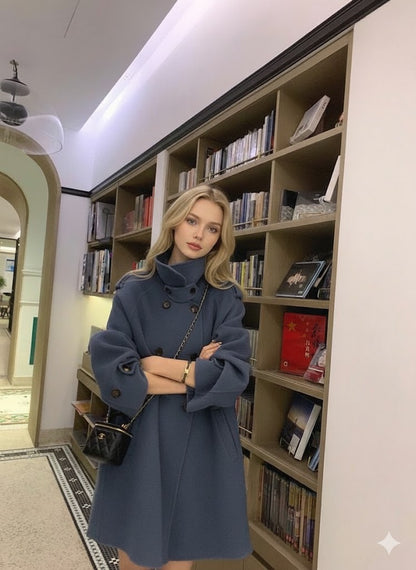 Women's Premium Red Double-Breasted Longline Coat