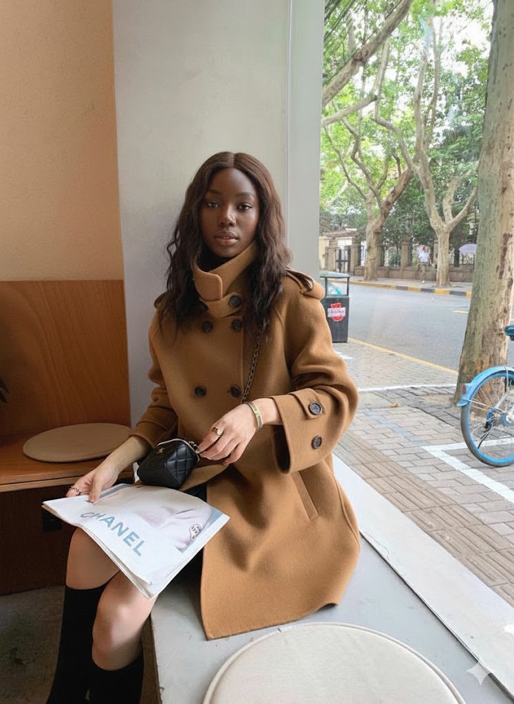 Women's Premium Red Double-Breasted Longline Coat