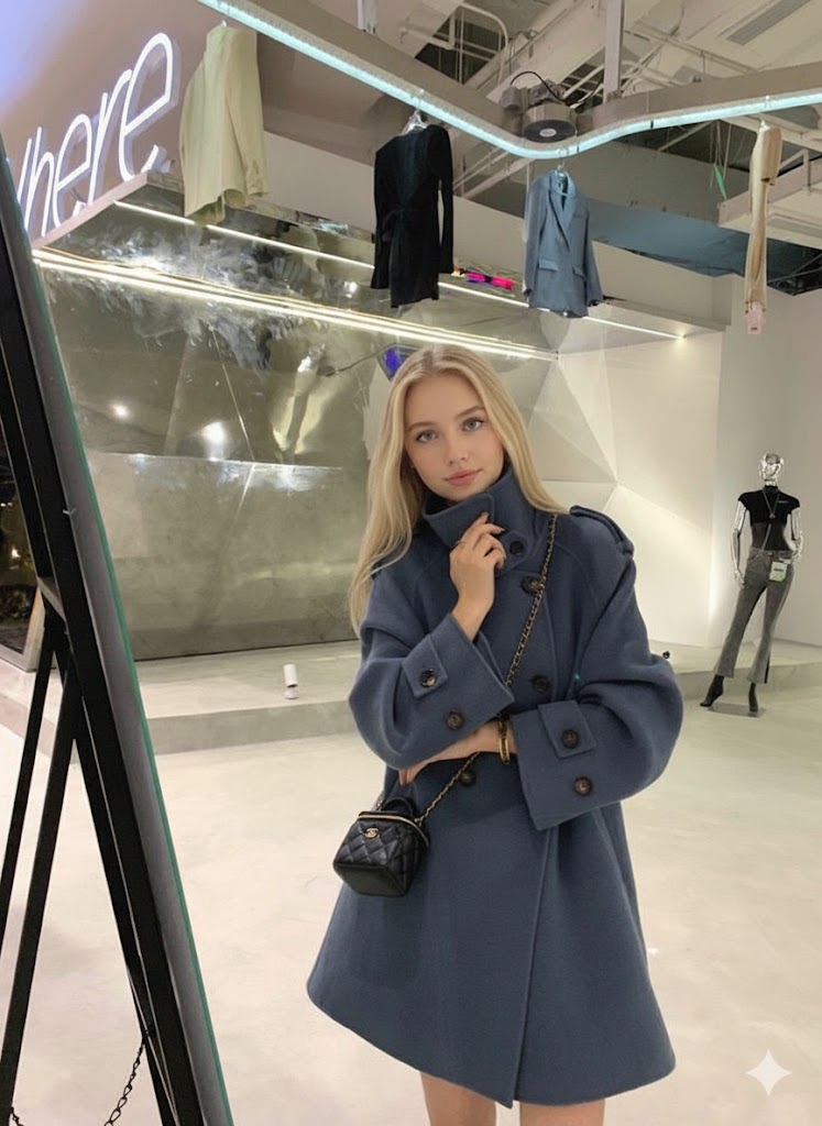 Women's Premium Red Double-Breasted Longline Coat