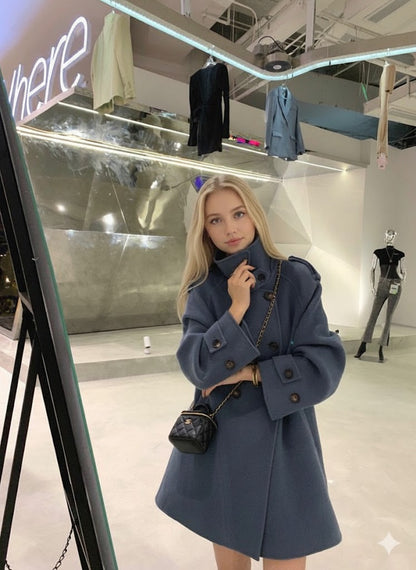 Women's Premium Red Double-Breasted Longline Coat